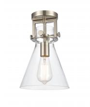 Innovations Lighting 411-1F-SN-G411-8CL - Newton Cone - 1 Light - 8 inch - Brushed Satin Nickel - Semi-Flush Mount
