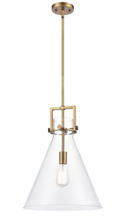 Innovations Lighting 411-1S-BB-14CL - Newton Cone - 1 Light - 14 inch - Brushed Brass - Stem hung - Pendant