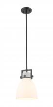 Innovations Lighting 411-1SS-BK-G412-8WH - Newton Bell - 1 Light - 8 inch - Matte Black - Mini Pendant