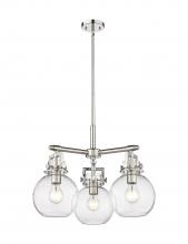 Innovations Lighting 411-3CR-PN-G410-7CL - Newton Sphere - 3 Light - 21 inch - Polished Nickel - Pendant