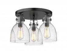 Innovations Lighting 411-3F-BK-G412-7SDY - Newton Bell - 3 Light - 18 inch - Matte Black - Semi-Flush Mount