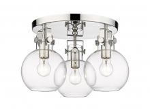 Innovations Lighting 411-3F-PN-G410-7CL - Newton Sphere - 3 Light - 18 inch - Polished Nickel - Semi-Flush Mount