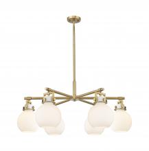 Innovations Lighting 411-6CR-BB-G410-7WH - Newton Sphere - 6 Light - 26 inch - Brushed Brass - Chandelier