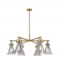 Innovations Lighting 411-6CR-BB-G411-7SM - Newton Cone - 6 Light - 26 inch - Brushed Brass - Chandelier