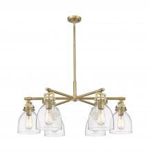 Innovations Lighting 411-6CR-BB-G412-7SDY - Newton Bell - 6 Light - 26 inch - Brushed Brass - Chandelier