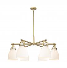 Innovations Lighting 411-6CR-BB-G412-7WH - Newton Bell - 6 Light - 26 inch - Brushed Brass - Chandelier
