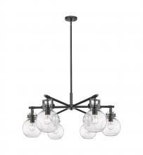 Innovations Lighting 411-6CR-BK-G410-7CL - Newton Sphere - 6 Light - 26 inch - Matte Black - Chandelier
