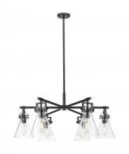 Innovations Lighting 411-6CR-BK-G411-7CL - Newton Cone - 6 Light - 26 inch - Matte Black - Chandelier
