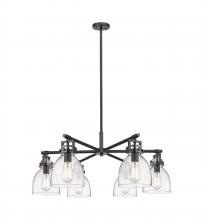 Innovations Lighting 411-6CR-BK-G412-7CL - Newton Bell - 6 Light - 26 inch - Matte Black - Chandelier