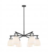 Innovations Lighting 411-6CR-BK-G412-7WH - Newton Bell - 6 Light - 26 inch - Matte Black - Chandelier