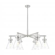 Innovations Lighting 411-6CR-SN-G411-7CL - Newton Cone - 6 Light - 26 inch - Satin Nickel - Chandelier