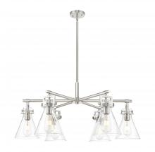 Innovations Lighting 411-6CR-SN-G411-7SDY - Newton Cone - 6 Light - 26 inch - Satin Nickel - Chandelier