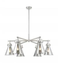 Innovations Lighting 411-6CR-SN-G411-7SM - Newton Cone - 6 Light - 26 inch - Satin Nickel - Chandelier