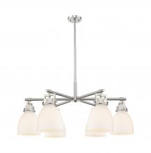 Innovations Lighting 411-6CR-SN-G412-7WH - Newton Bell - 6 Light - 26 inch - Satin Nickel - Chandelier