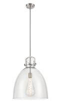 Innovations Lighting 412-1S-SN-16CL - Newton Bell - 1 Light - 16 inch - Brushed Satin Nickel - Stem hung - Pendant