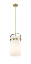 Innovations Lighting 413-1PM-BB-G413-1S-8WH - Pilaster - 1 Light - 8 inch Glass - Brushed Brass - Pendant