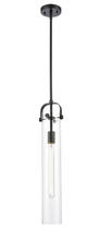 Innovations Lighting 413-1S-BK-4CL - Pilaster - 1 Light - 4 inch Glass - Matte Black - Stem hung - Mini Pendant