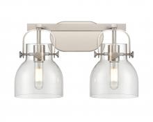 Innovations Lighting 423-2W-SN-G412-6CL - Pilaster II Bell - 2 Light - 17 inch - Satin Nickel - Bath Vanity Light