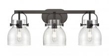 Innovations Lighting 423-3W-BK-G412-6SDY - Pilaster II Bell - 3 Light - 27 inch - Matte Black - Bath Vanity Light