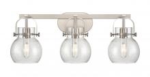 Innovations Lighting 423-3W-SN-G410-6SDY - Pilaster II Sphere - 3 Light - 27 inch - Satin Nickel - Bath Vanity Light