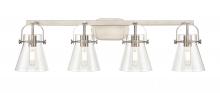 Innovations Lighting 423-4W-SN-G411-6CL - Pilaster II Cone - 4 Light - 37 inch - Satin Nickel - Bath Vanity Light