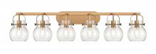 Innovations Lighting 423-6W-BB-G410-6CL - Pilaster II Sphere - 6 Light - 46 inch - Brushed Brass - Bath Vanity Light