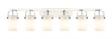 Innovations Lighting 423-6W-PN-G423-7WH - Pilaster II Cylinder - 6 Light - 44 inch - Polished Nickel - Bath Vanity Light