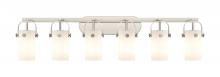 Innovations Lighting 423-6W-SN-G423-7WH - Pilaster II Cylinder - 6 Light - 44 inch - Satin Nickel - Bath Vanity Light