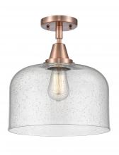 Innovations Lighting 447-1C-AC-G74-L-LED - Bell - 1 Light - 12 inch - Antique Copper - Semi-Flush Mount