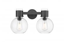 Innovations Lighting 464-2W-BK-G464B-7CL - Lawton Sphere - 2 Light - 17 inch - Matte Black - Bath Vanity Light