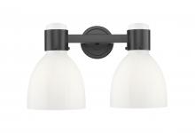 Innovations Lighting 464-2W-BK-G464D-7GW - Lawton Bell - 2 Light - 17 inch - Matte Black - Bath Vanity Light