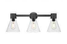Innovations Lighting 464-3W-BK-G464C-7SDY - Lawton Cone - 3 Light - 27 inch - Matte Black - Bath Vanity Light