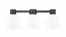 Innovations Lighting 464-3W-BK-G464D-7GW - Lawton Bell - 3 Light - 27 inch - Matte Black - Bath Vanity Light