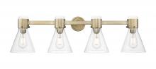 Innovations Lighting 464-4W-BB-G464C-7SDY - Lawton Cone - 4 Light - 27 inch - Brushed Brass - Bath Vanity Light