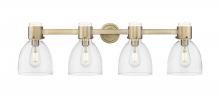 Innovations Lighting 464-4W-BB-G464D-7CL - Lawton Bell - 4 Light - 27 inch - Brushed Brass - Bath Vanity Light