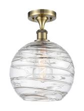 Innovations Lighting 516-1C-AB-G1213-10CL - Athens Deco Swirl - 1 Light - 10 inch - Antique Brass - Semi-Flush Mount