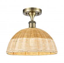 Innovations Lighting 516-1C-AB-NBD2-12-NAT - Bristol Natural II - 1 Light - 12 inch - Antique Brass - Semi-Flush Mount