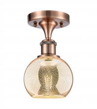 Innovations Lighting 516-1C-AC-G128-6 - Athens - 1 Light - 6 inch - Antique Copper - Semi-Flush Mount