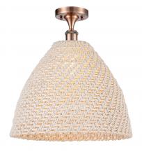 Innovations Lighting 516-1C-AC-NBD-16-NAT - Bristol Natural - 1 Light - 6 inch - Antique Copper - Semi-Flush Mount