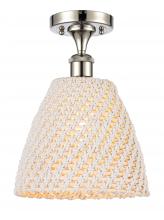 Innovations Lighting 516-1C-PN-NBD-9-NAT - Bristol Natural - 1 Light - 6 inch - Polished Nickel - Semi-Flush Mount