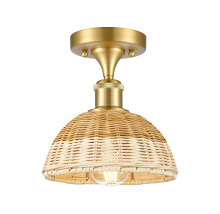 Innovations Lighting 516-1C-SG-NBD2-75-NAT - Bristol Natural II - 1 Light - 8 inch - Satin Gold - Semi-Flush Mount