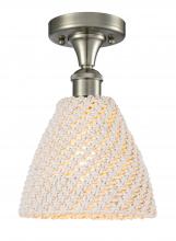 Innovations Lighting 516-1C-SN-NBD-75-NAT - Bristol Natural - 1 Light - 6 inch - Brushed Satin Nickel - Semi-Flush Mount
