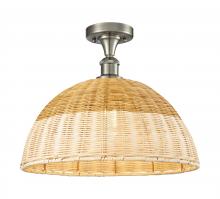 Innovations Lighting 516-1C-SN-NBD2-16-NAT - Bristol Natural II - 1 Light - 16 inch - Brushed Satin Nickel - Semi-Flush Mount