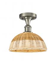 Innovations Lighting 516-1C-SN-NBD2-9-NAT - Bristol Natural II - 1 Light - 9 inch - Brushed Satin Nickel - Semi-Flush Mount