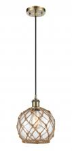 Innovations Lighting 516-1P-AB-G122-8RB - Farmhouse Rope - 1 Light - 8 inch - Antique Brass - Cord hung - Mini Pendant