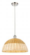 Innovations Lighting 516-1P-PN-NBD2-16-NAT - Bristol Natural II - 1 Light - 16 inch - Polished Nickel - Cord hung - Mini Pendant