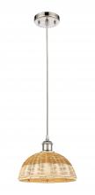 Innovations Lighting 516-1P-PN-NBD2-9-NAT - Bristol Natural II - 1 Light - 9 inch - Polished Nickel - Cord hung - Mini Pendant