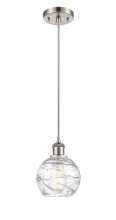 Innovations Lighting 516-1P-SN-G1213-6CL - Athens Deco Swirl - 1 Light - 6 inch - Brushed Satin Nickel - Cord hung - Mini Pendant