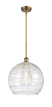 Innovations Lighting 516-1S-BB-G1213-14CL - Athens Deco Swirl - 1 Light - 14 inch - Brushed Brass - Stem hung - Mini Pendant