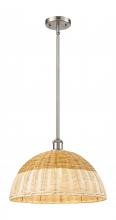 Innovations Lighting 516-1S-SN-NBD2-16-NAT - Bristol Natural II - 1 Light - 16 inch - Brushed Satin Nickel - Stem hung - Mini Pendant